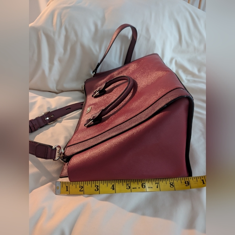 Karl Lagerfeld Saffiano Leather Satchel, Burgundy - Picture 12 of 13